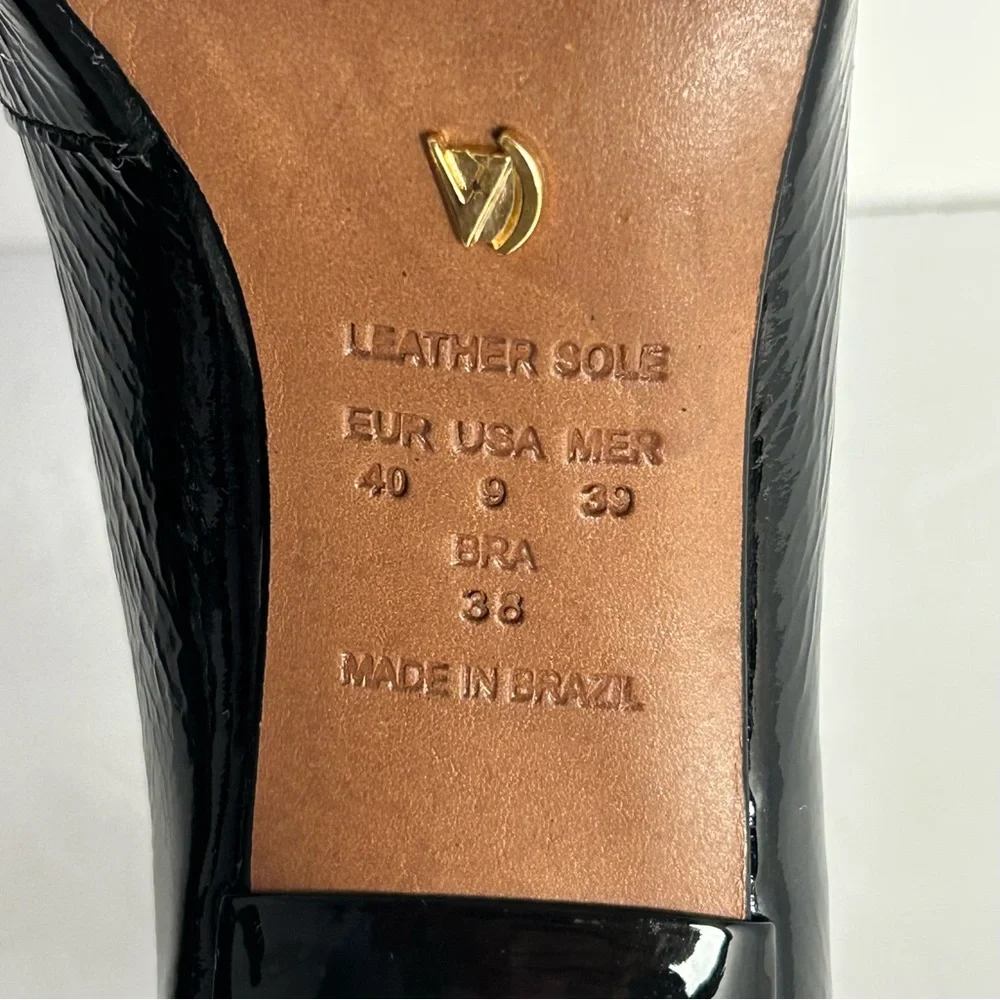 Anthropologie Vicenza Kilty Pointed-toe Patent Leather Heels Pumps Shoes Size 9 - Picture 8 of 12